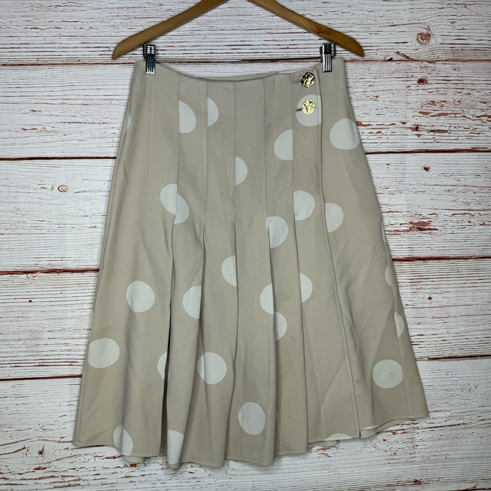 Proenza Schouler Pleated Polka Dot Crepe Wrap Skirt in Cream Sz 4 - Picture 5 of 13